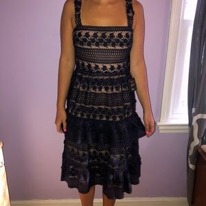 Lulu's Navy Lace Midi Dress